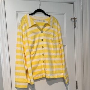 Isaac Mizrahi Yellow and Cream Striped Shirt